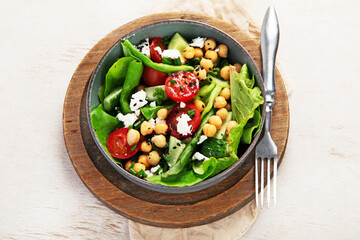 Healthy vegetarian chickpea salad. Mediterranean cuisine.