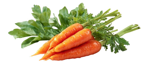 [Transparent Background PNG]Fresh Baby Carrots with Green Leaves