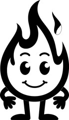 Cute cartoon flame character happy smiling friendly
