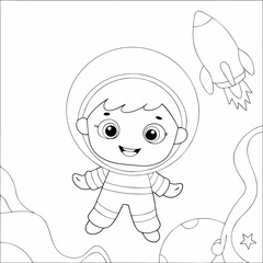 Obraz premium girl with a pencil Vector Illustration and Coloring Book Style on White