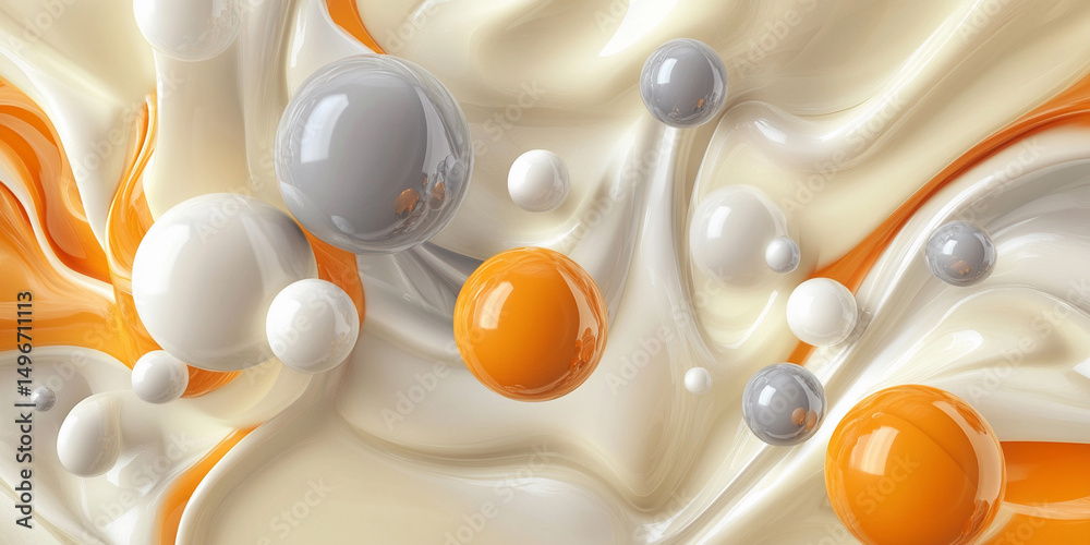 Poster Swirling orange abstract rendering with dynamic movement Generative AI