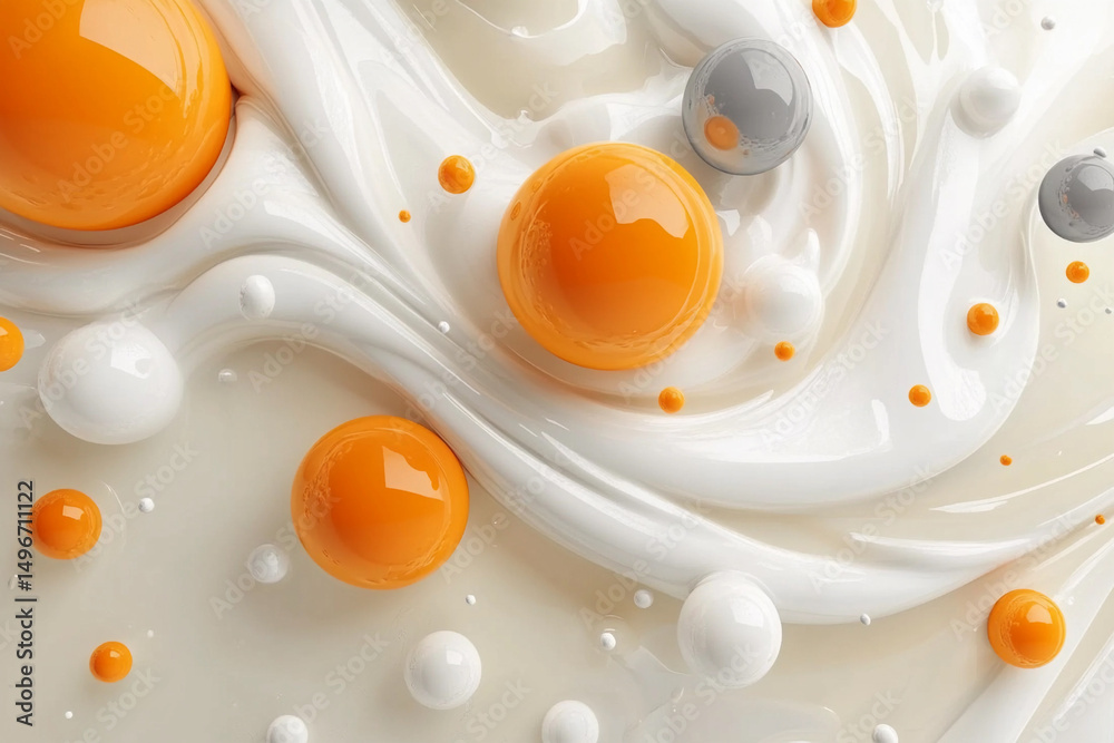 Aufkleber Swirling orange and white abstract rendering in fluid motion Generative AI