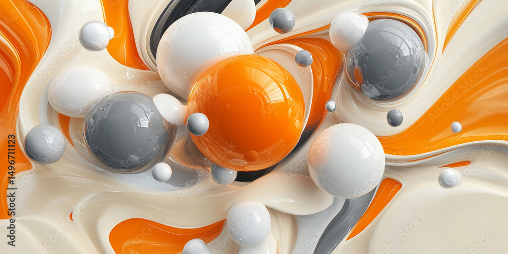 Poster Swirling orange and gray abstract design captivates viewers Generative AI
