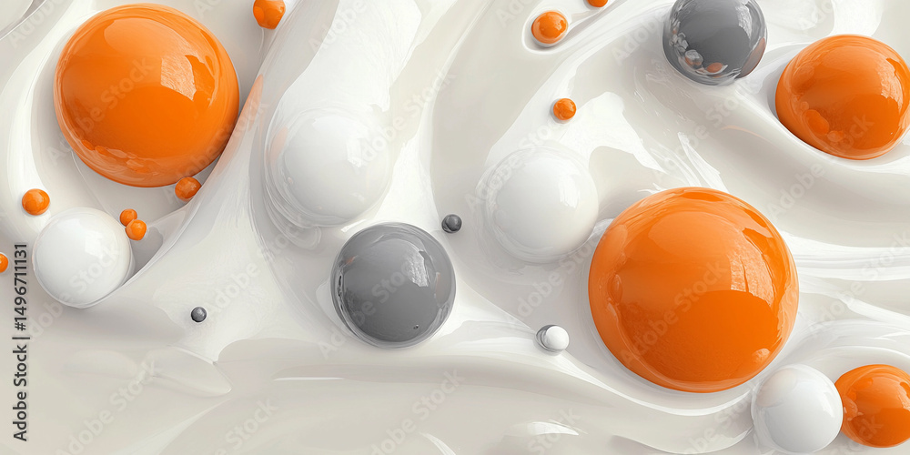 Poster swirling orange shapes in an abstract composition generative ai