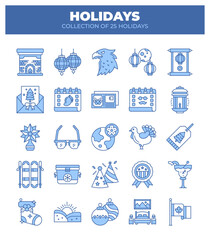 Holidays. Collection of 25 Festive Icons