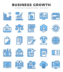 Set of Business Growth Icons. Simple line art style icons pack.