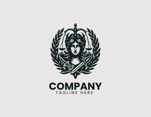 Fototapeta premium Stunning Goddess of Justice Holding Scales and Sword Vector Logo Design