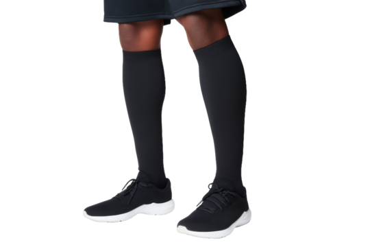 [Transparent Background PNG]Black Compression Athletic Socks for Sports