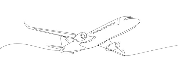 Airplane single line drawing in flight