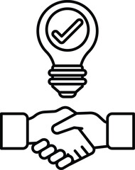 Fototapeta premium A light bulb is shown with a check mark on it, symbolizing a successful idea