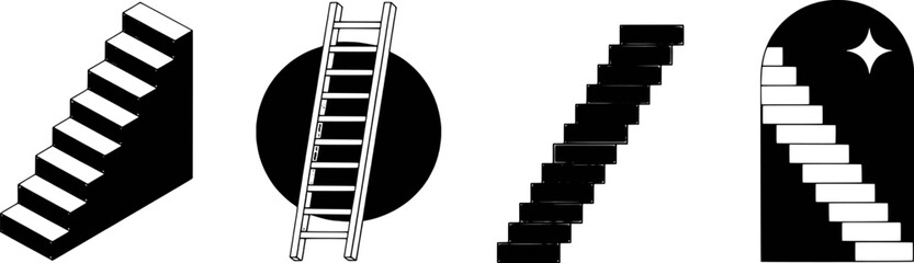 Abstract black and white staircase illustrations ladder success concept