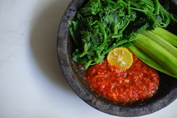 fresh vegetables and sambal 