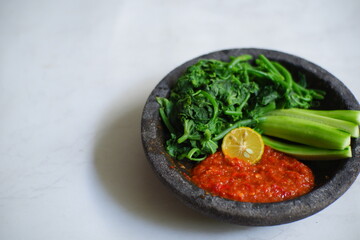 Vegetable and sambal 