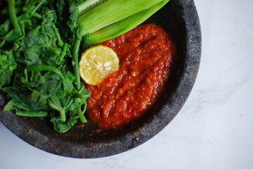 Vegetable and sambal 