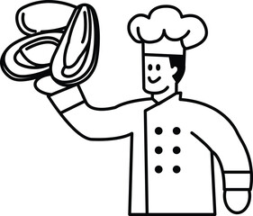 A chef is holding a plate of food and smiling