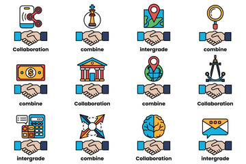 A hand holding a hand, with various symbols and words surrounding them