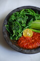 vegetables and sambal 