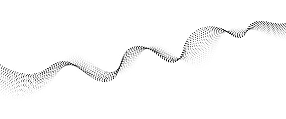 Fototapeta premium Flowing Dot Wave halftone gradient pattern on transparent background 