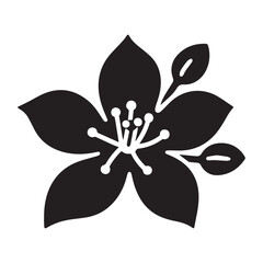 A black and white silhouette of a jasmine flower with an elegant floral design.