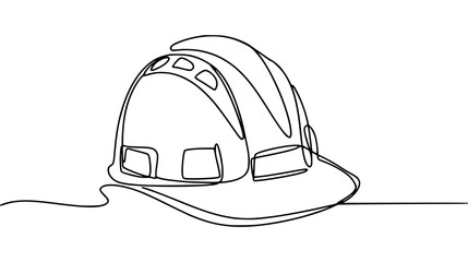 Construction helmet drawn with continuous single line