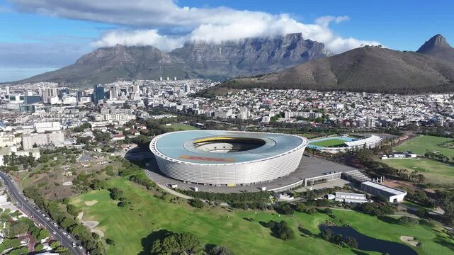 Dhl Stadium In Cape Town Western Cape South Africa. Capturing The Hustle And Bustle Of A Vibrant City From Above. Business Sky Downtown Cityscape. Business Panoramic City. Cape Town Western Cape.