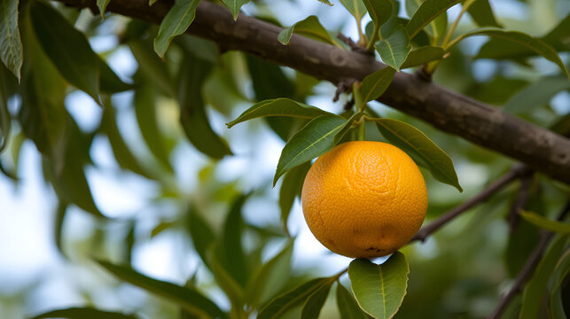 Una mandarina aislada a medio pelar