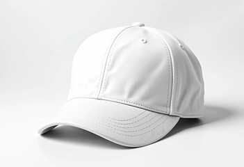 Fototapeta premium Baseball white cap front view on isolated white background for custom design. White cap mockup. 