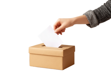 [Transparent Background PNG]Voting Box and Hand Casting Ballot