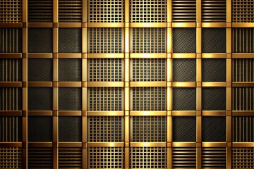 Luxurious Gold and Black Tech-Inspired Grid with Brushed Texture