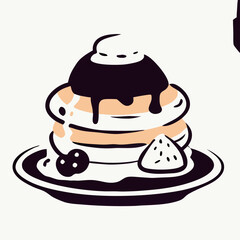 Delicious Pancakes with Chocolate Sauce and Berries