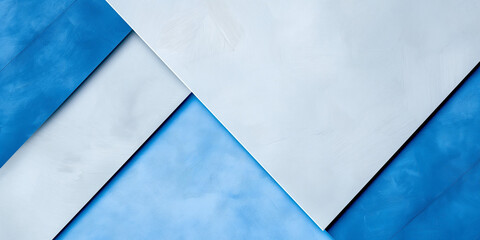 Abstract geometric composition of blue and white shapes creating a visual design