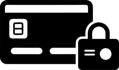 Atm Card With Lock Silhouette Vector Illustration