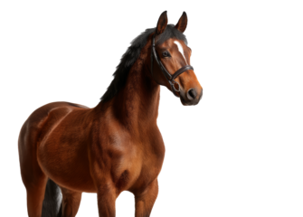 [Transparent Background PNG]Stunning Brown Horse Portrait Against White Background