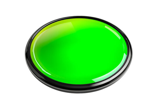 Illuminated Green Push Button with Chrome Bezel, cut out transparent