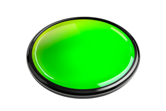 Illuminated Green Push Button with Chrome Bezel, cut out transparent