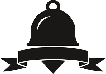 Bell With Ribbon Silhouette Vector Illustration 