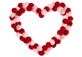 Obraz premium Loving red rose petals heart shape frame romantic gesture passion celebration