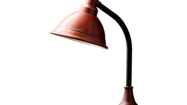 Copper colored desk lamp, studio shot, isolated, cut out transparent