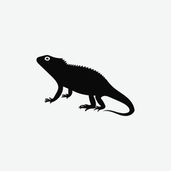 Minimalist Black Sanda Lizard Silhouette on White Background – Clean High-Contrast Reptile Vector Art
