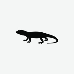 Minimalist Black Sanda Lizard Silhouette on White Background – Clean High-Contrast Reptile Vector Art
