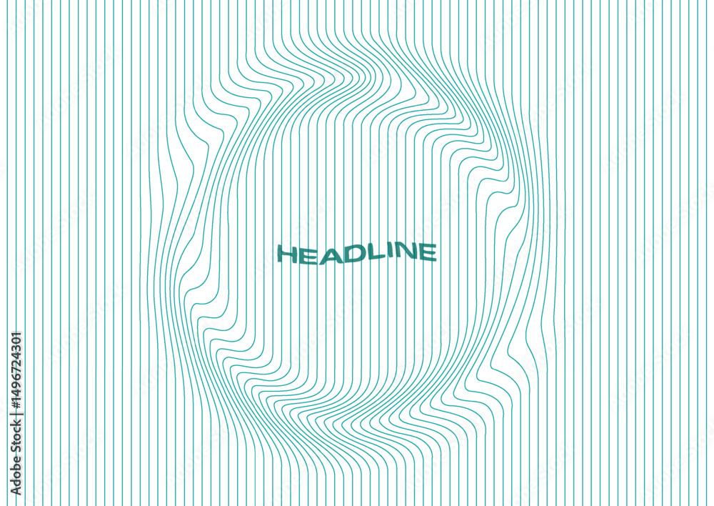 Leinwandbilder Abstract warped blue teal lines forming distorted circle shape, tech minimal background. Vector geometric pattern design
