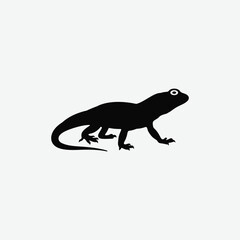Minimalist Black Sanda Lizard Silhouette on White Background – Clean High-Contrast Reptile Vector Art