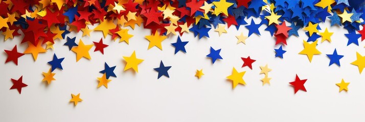 Vibrant starry celebration for philippines independence day decoration. Horizontal banner. Copy space. Background in colors of flag of Philippines