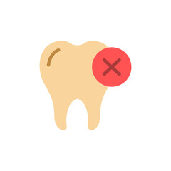 Depiction of dental problem with rejected cross symbol over transparent view