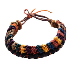 Bohemian Woven Anklet with Earthy Tones Isolated on Transparent Background