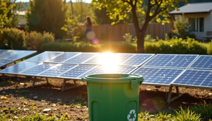 an outdoor setting with solar panels, where sunlight is beaming down through a gap in the clouds