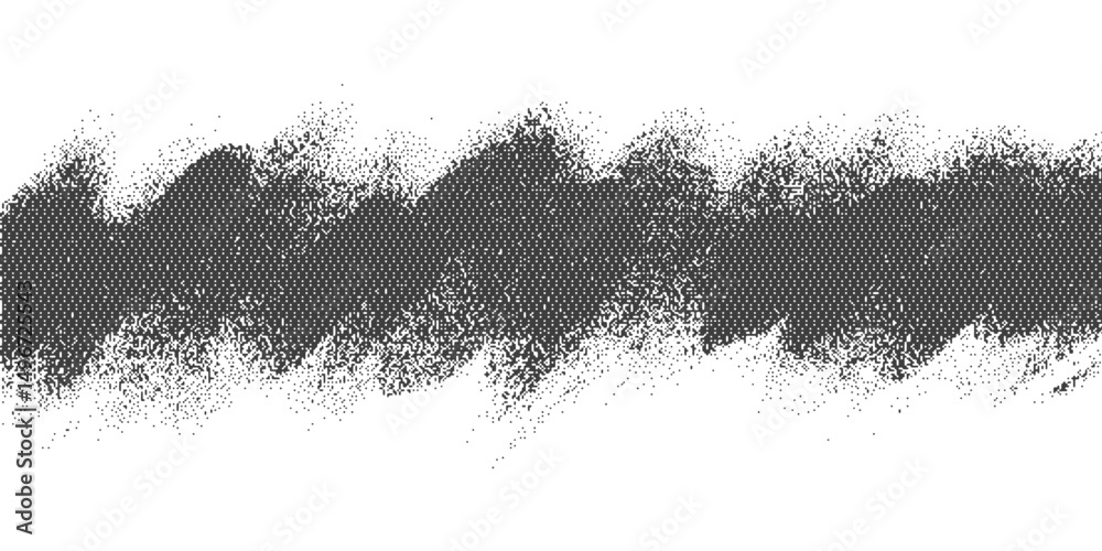 Poster Bitmap pattern background. Textured pixel art border. Retro computer game design. Vector abstract noise gradation. Grainy glitch halftone on white bg