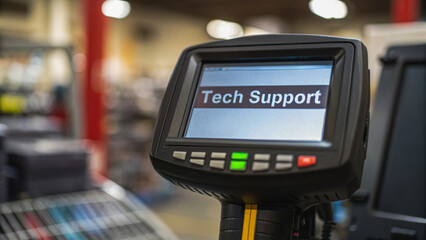Tech support screen in industrial setting shows great focus during recession period