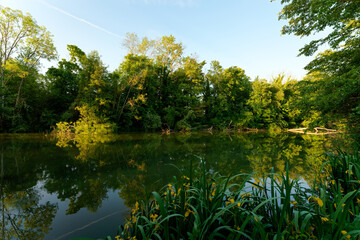 Seine river and Guernes island  in  the Vexin Français Regional Nature Park