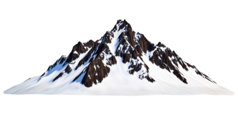 Snowy Mountain Peak Isolated, Geology Landscape Detail, cut out transparent